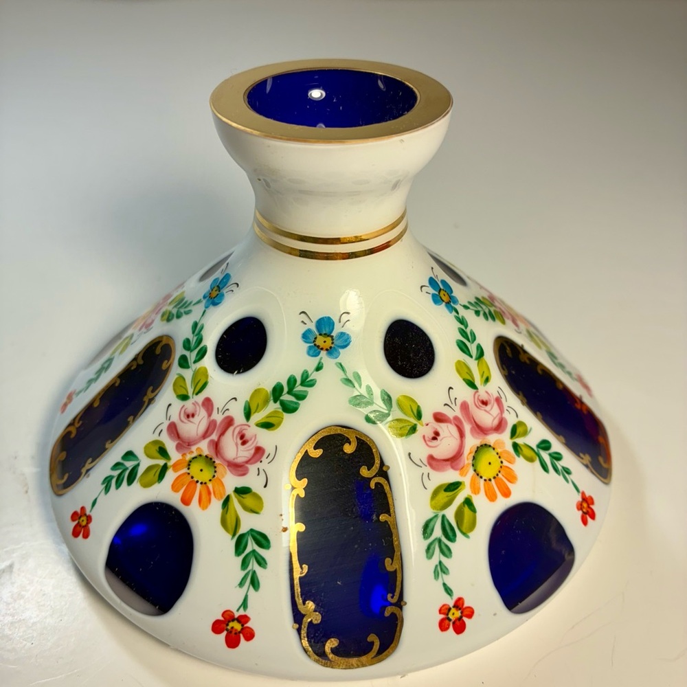 Antique Bohemian Glass Candle Holder